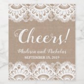 Burlap und Lace Wedding Wine Labels, rustikal Weinetikett (Einzelnes Label)