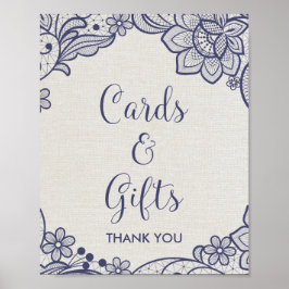 Burlap und Marine Lace | Blumenkarten und Geschenk Poster