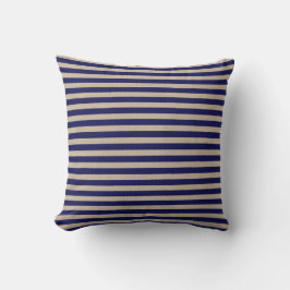 Burlap und Navy Blue Strip Pillow Kissen