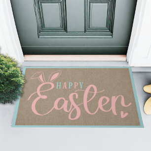 Burlap und Pastelle glücklich Ostern mit sonnigen Fußmatte