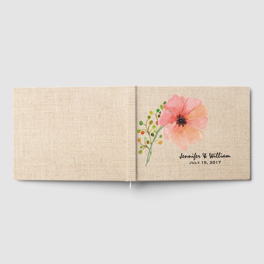 Burlap und Poppy Wedding Gästebuch (Voll)