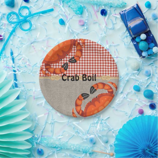 Burlap- und Red Gingham Crab Boil Party Pappteller (Party)