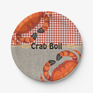 Burlap- und Red Gingham Crab Boil Party Pappteller