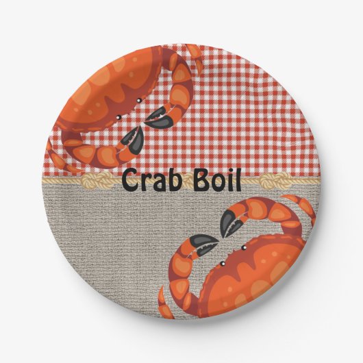 Burlap- und Red Gingham Crab Boil Party Pappteller (Vorderseite)