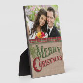 Burlap und Red Karierten Weihnachtsmarkt Foto Plaq Fotoplatte (Seite)