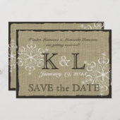 Burlap- und Schneeflocken Save the Date (Vorne/Hinten)