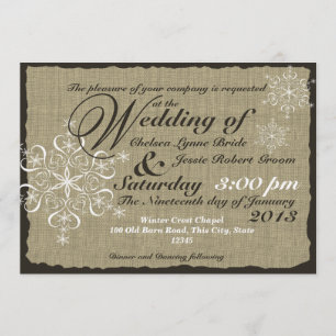 Burlap und Snowflakes Hochzeit 5 x 7 Einladung