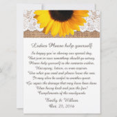 Burlap- und Sonnenblumen-Hochzeitszeichen (Vorderseite)