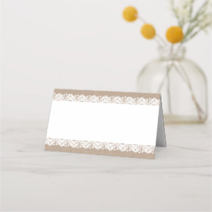 Burlap- und Spitzen-Food-Label-Karten, rustikal Platzkarte