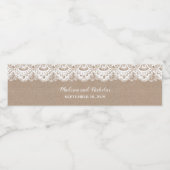 Burlap- und Spitzen Hochzeitswasserflaschen Rustik Wasserflaschenetikett (Einzelnes Label)