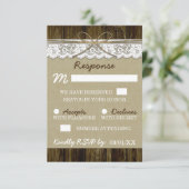 Burlap- und Spitzen mit Twine Wedding RSVP Cards (Stehend Vorderseite)