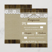 Burlap- und Spitzen mit Twine Wedding RSVP Cards Karte (Vorne/Hinten)
