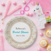 Burlap- und Spitzen-Personalisiertes Brautparty Pappteller (Party)