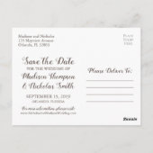 Burlap- und Spitzen-Save the Date Postkarten, rust Postkarte (Rückseite)