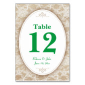 Burlap- und Spitzen- und grüne Tischnummer (Vorderseite)