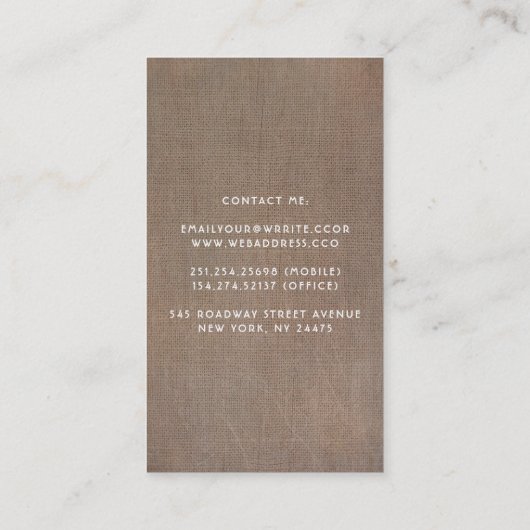 Burlap- und Spitzen- und String-Lights Rustikales Visitenkarte (Rückseite)