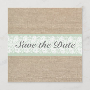 Burlap- und Spitzenminze Save the Date individuell
