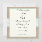 Burlap- und Spitzenminze Save the Date individuell (Rückseite)