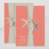 Burlap und Starfish Muschel Coral Beach Hochzeit Einladung (Vorne/Hinten)