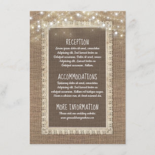 Burlap- und String Lights Hochzeitinformationsgast Begleitkarte