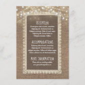 Burlap- und String Lights Hochzeitinformationsgast Begleitkarte (Vorderseite)