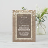 Burlap- und String Lights Hochzeitinformationsgast Begleitkarte (Stehend Vorderseite)
