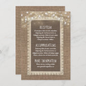 Burlap- und String Lights Hochzeitinformationsgast Begleitkarte (Vorne/Hinten)