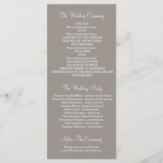 Burlap- und String Lights Rustikale Hochzeitsprogr Programm (Rückseite)