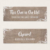 Burlap- und Verzierte Ecken mit Skript, Trinkkarte (Vorne & Hinten)