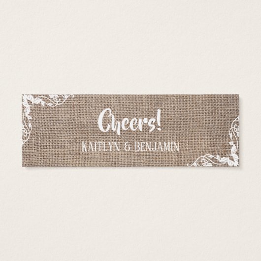 Burlap- und Verzierte Ecken mit Skript, Trinkkarte (Rückseite)