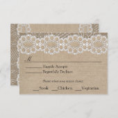 Burlap- und Vintag Lace Shabby Chic Wedding RSVP (Vorne/Hinten)