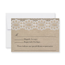 Burlap- und Vintag Lace Shabby Chic Wedding RSVP