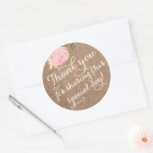 Burlap Vielen Dank Stickers, Shabby Danke, dass Si Runder Aufkleber (Umschlag)