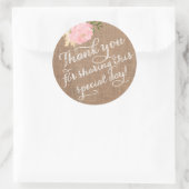 Burlap Vielen Dank Stickers, Shabby Danke, dass Si Runder Aufkleber (Tasche)