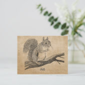 Burlap Vintag Eichhörnchen Postkarte (Stehend Vorderseite)