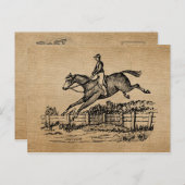 Burlap Vintag Horse Jumping Postkarte (Vorne/Hinten)