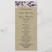 Burlap Vintag Lace Wedding Programm (Vorderseite)