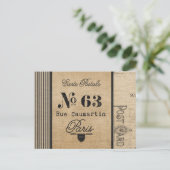 Burlap Vintag Postage französisches Land Postkarte (Stehend Vorderseite)