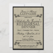 Burlap Vintag Probe Dinner Einladung (Vorderseite)