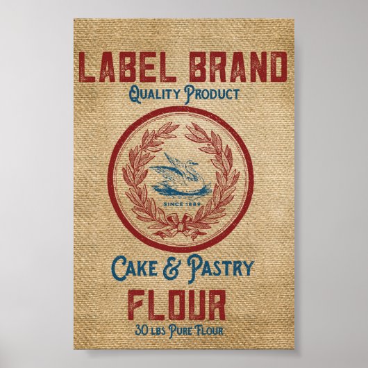 Burlap Vintage Cake Pastry Flour Sack Poster (Vorne)