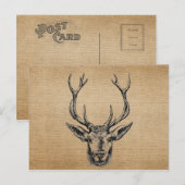 Burlap Vintage Hirschkopfjagd Postkarte (Vorne/Hinten)