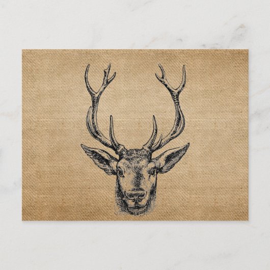 Burlap Vintage Hirschkopfjagd Postkarte (Vorderseite)
