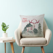 Burlap Wasserfarbenwald Kariert Rentier Kissen (Stuhl )