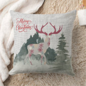 Burlap Wasserfarbenwald Kariert Rentier Kissen (Decke)