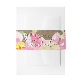 Burlap Watercolor Blume 2 Sie sind eingeladen Skri Einladungsbanderole