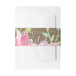 Burlap Watercolor Blume 4 Sie sind eingeladen Skri Einladungsbanderole