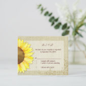 Burlap Watercolor SonnenblumenWedding RSVP Karte (Stehend Vorderseite)