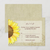 Burlap Watercolor SonnenblumenWedding RSVP Karte (Vorne/Hinten)