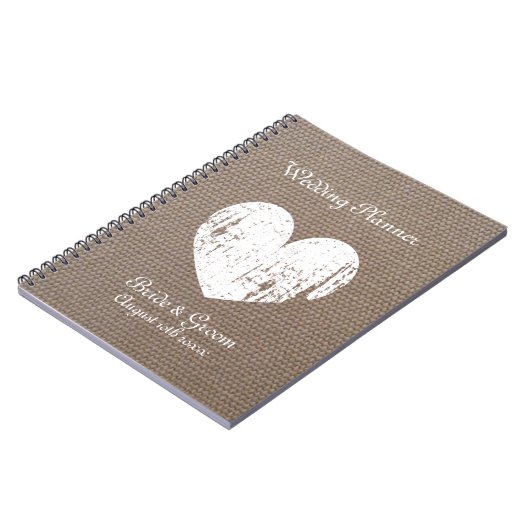 Burlap wedding planner organizer journal notebook notizblock (Linke Seite)