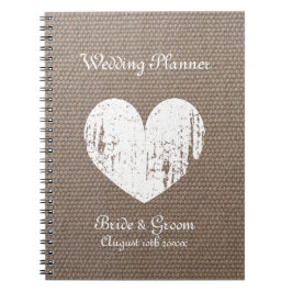 Burlap wedding planner organizer journal notebook notizblock